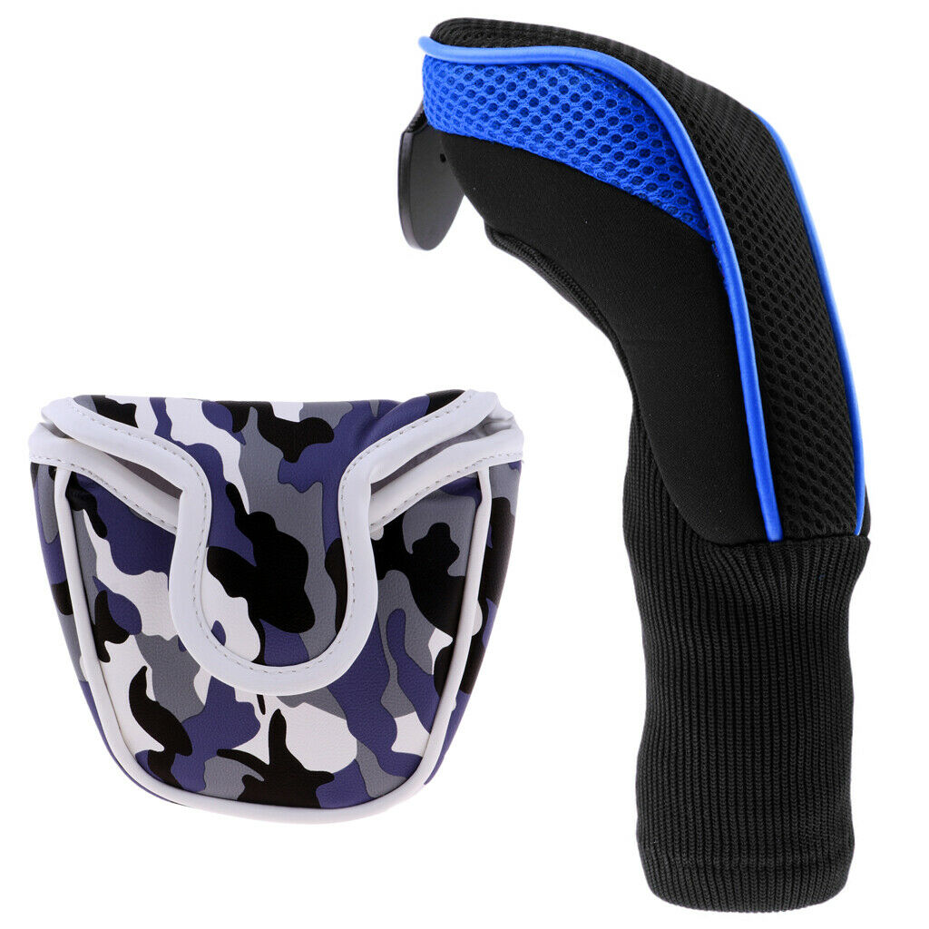 2Pcs Multi-function Golf Mallet Putter Head Cover Headcover Protector Bag Gear
