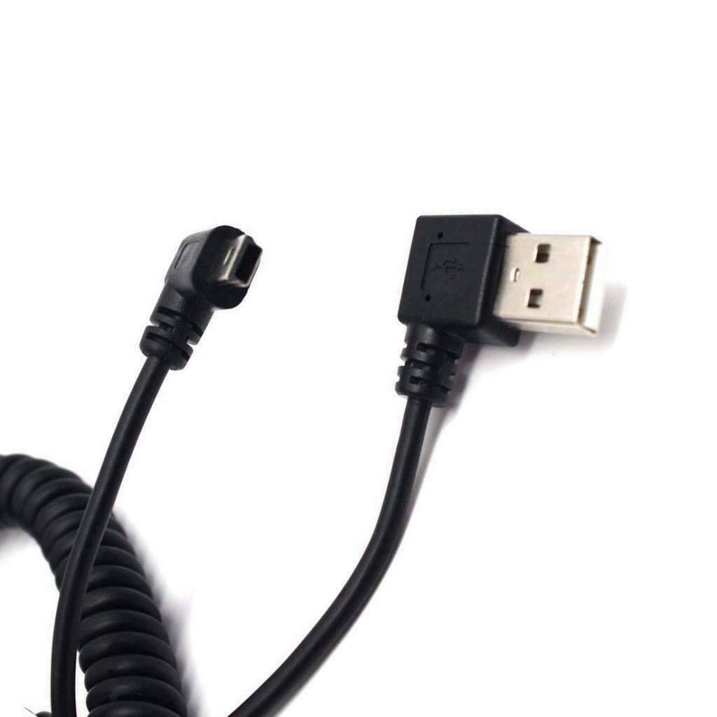 2X 90 Degree Angled, USB 2.0 A Male to Left Angle Mini B 5p Male Spring Cable