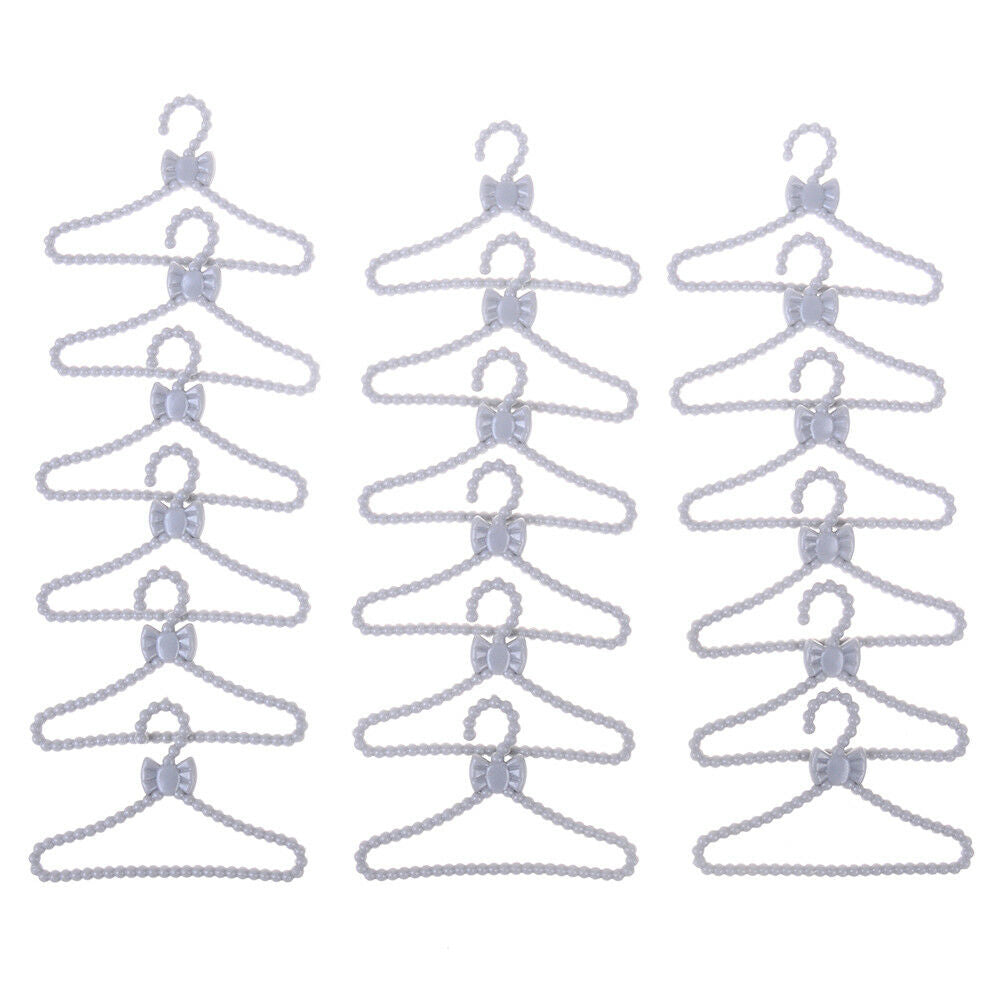 20x mini grau kleiderbügel bowknot design puppenhaus kleid kleidung zubehö.l8