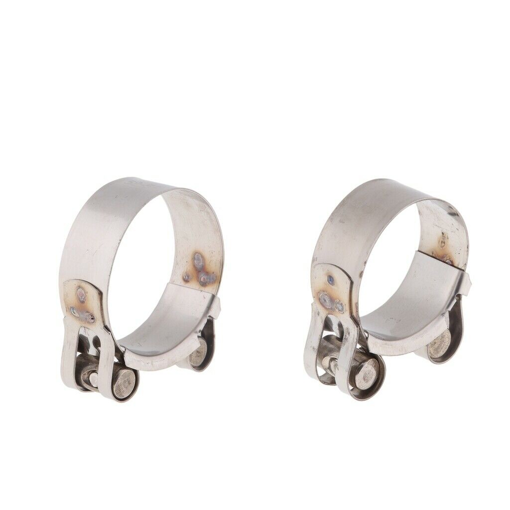 52-55/44-47mm Heavy Duty Stainless Steel Motorbike Exhaust Clamp Banjo Clips
