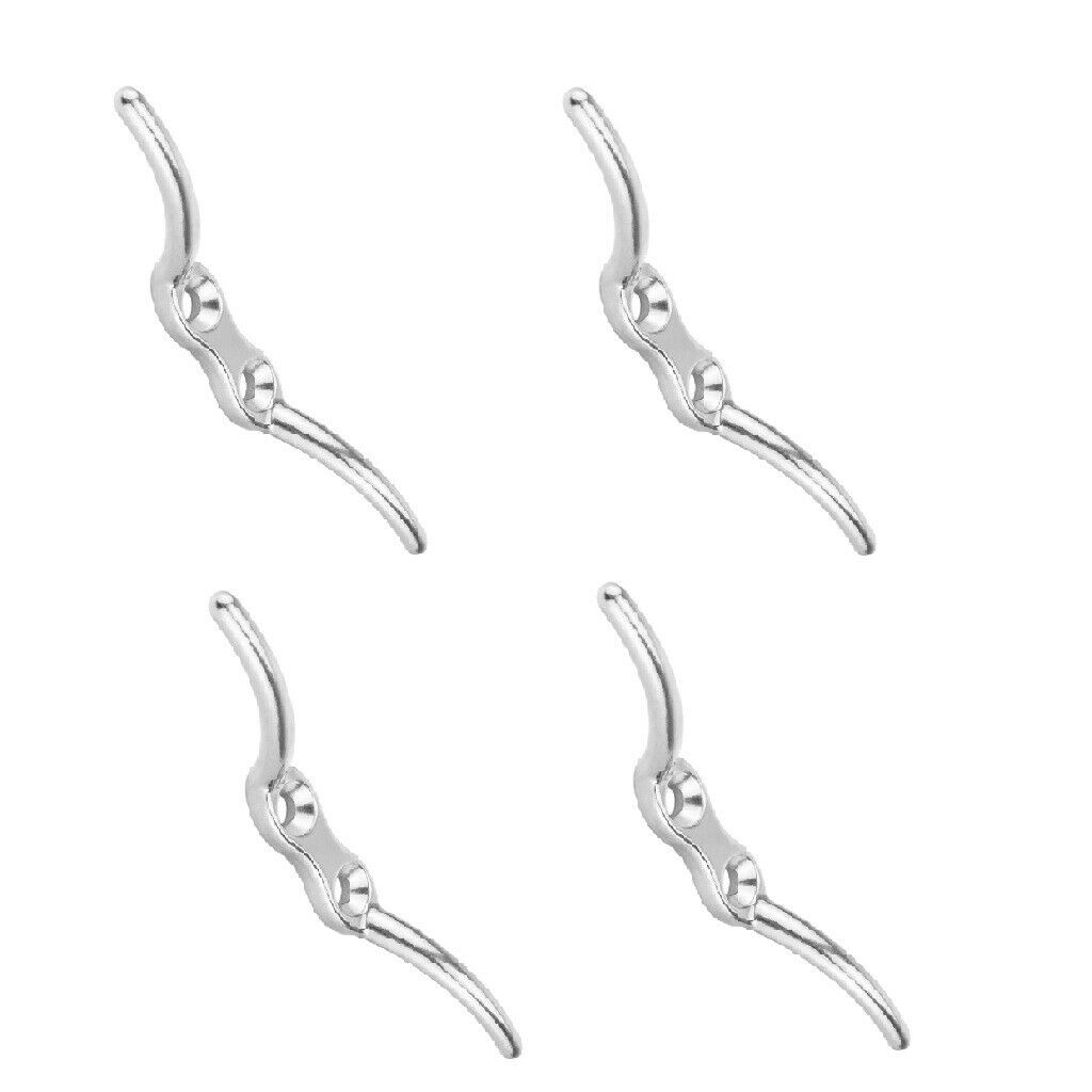 4pcs Polished Flagpole Rope Tie Cleats Hook 110mm Boat Mooring Accessories