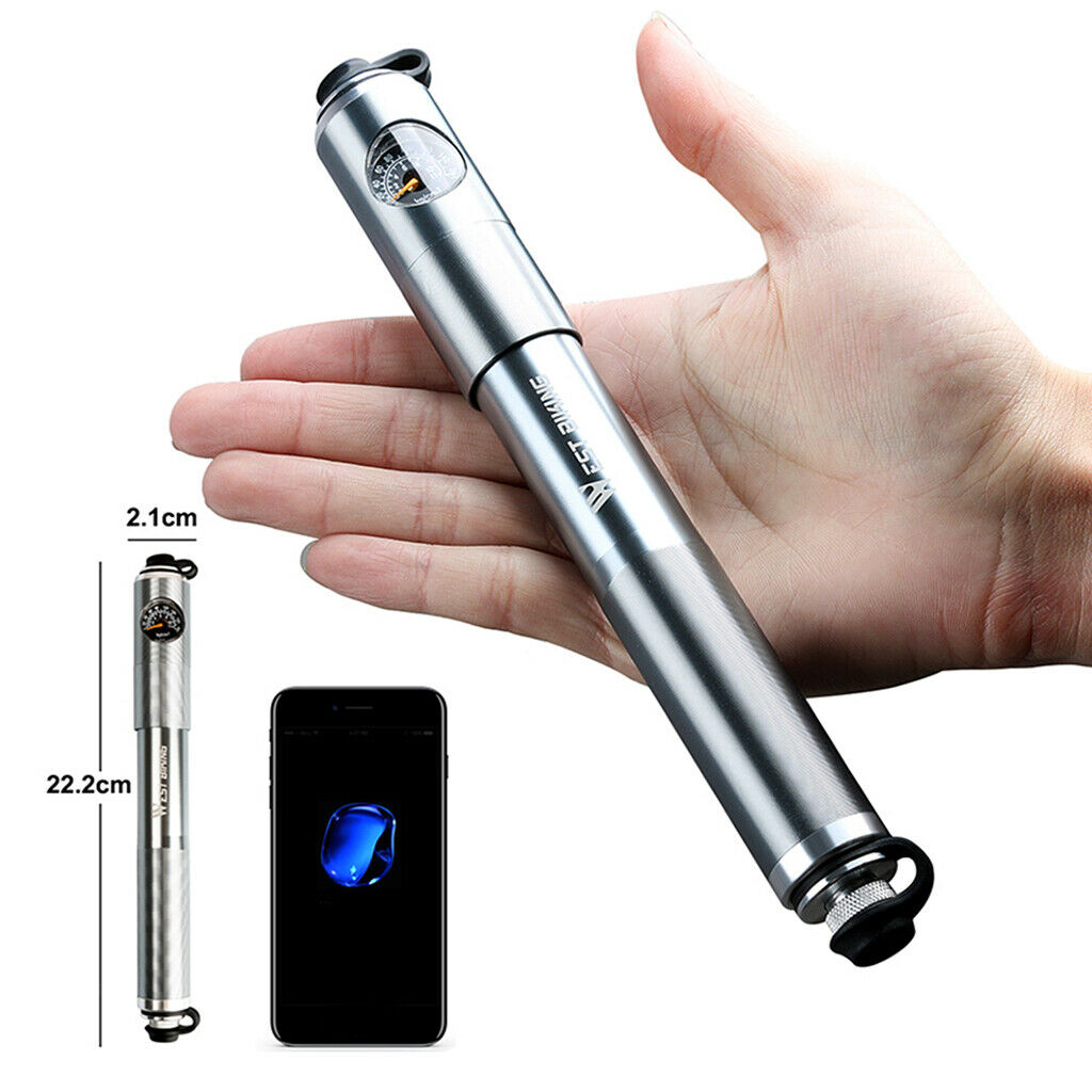 Portable Mini Bike Pump with Pressure Gauge and High Pressure 160 PSI - Sports