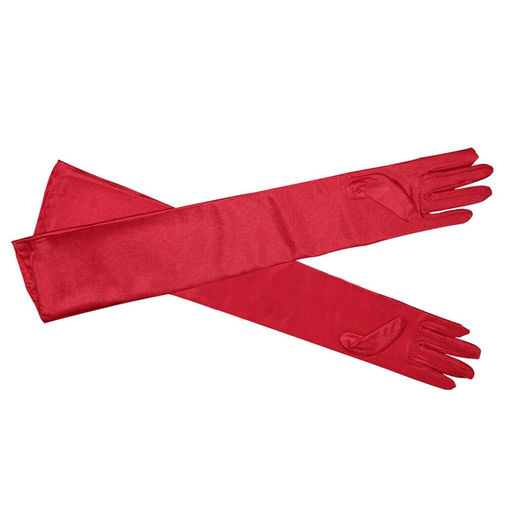 2Pairs Long Gothic Operon Satin Gloves Fancy Dress Woman