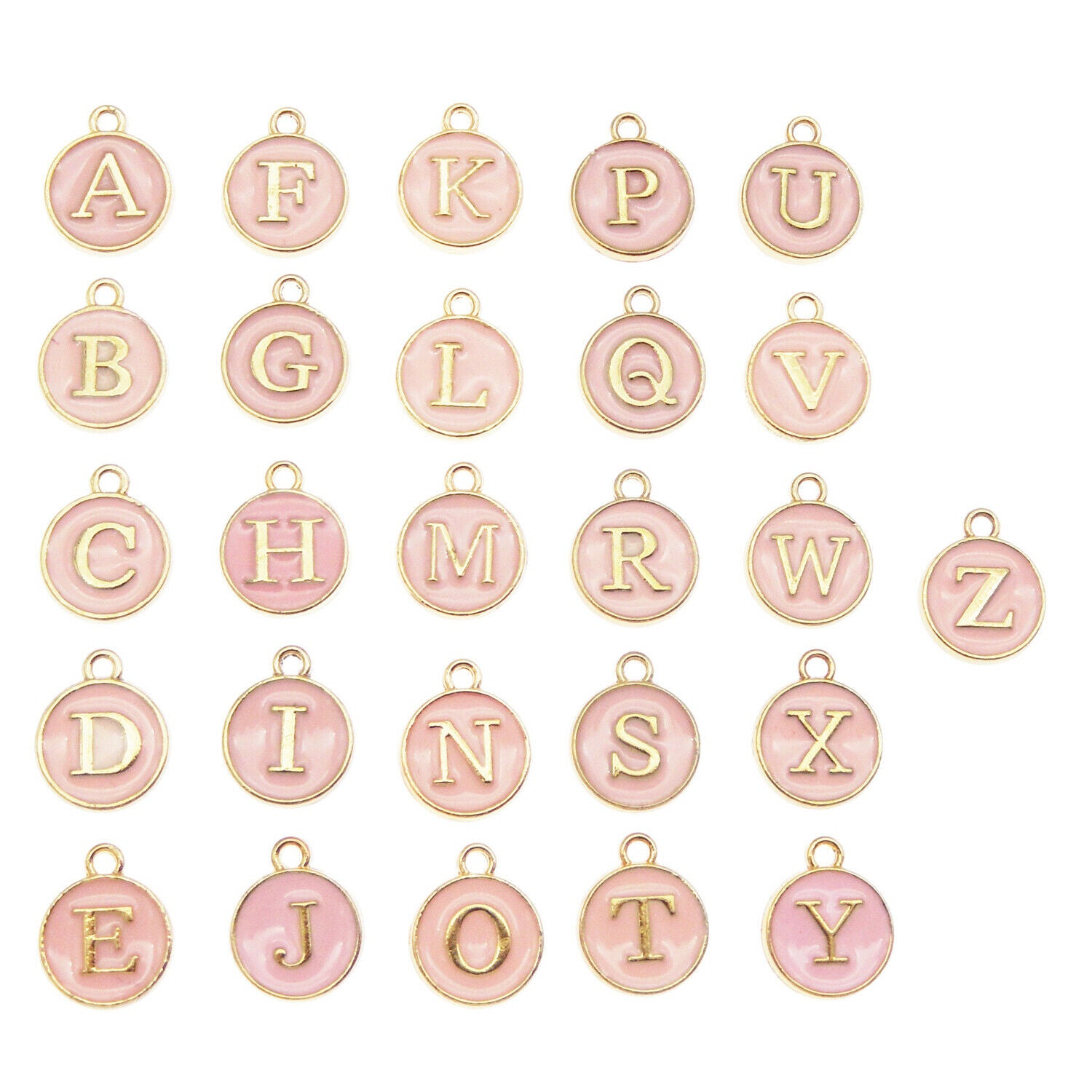 26pcs Enamel Plated Alloy A-Z Letters Alphabet Pendant Charms DIY Findings Craft