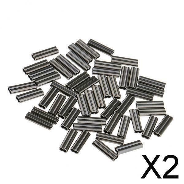 2X 50 Pack Copper Fishing Tube Barrel Sleeves Connector 0.8-2mm 1.2mm Bore