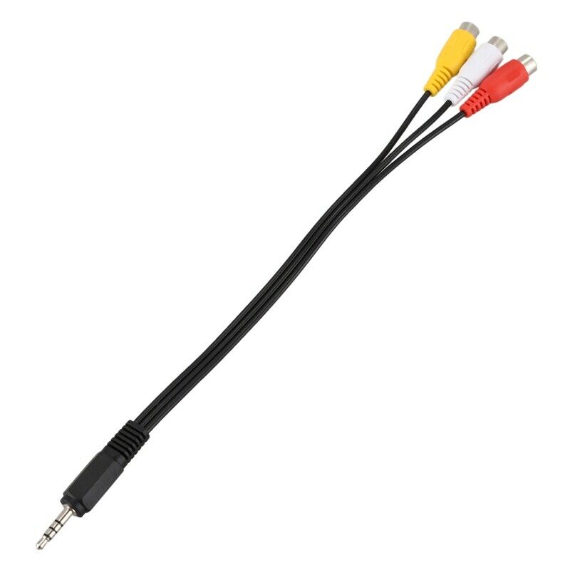 3.5mm Male Plug to 3 RCA Female Audio Video AV Cable 22cm Q8P9P9