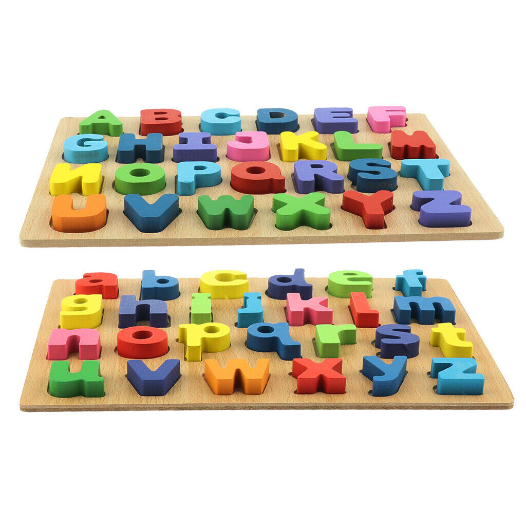 2pcs Kids Alphabet Capital Lowercase Letter Puzzle Jigsaws Chunky Blocks,