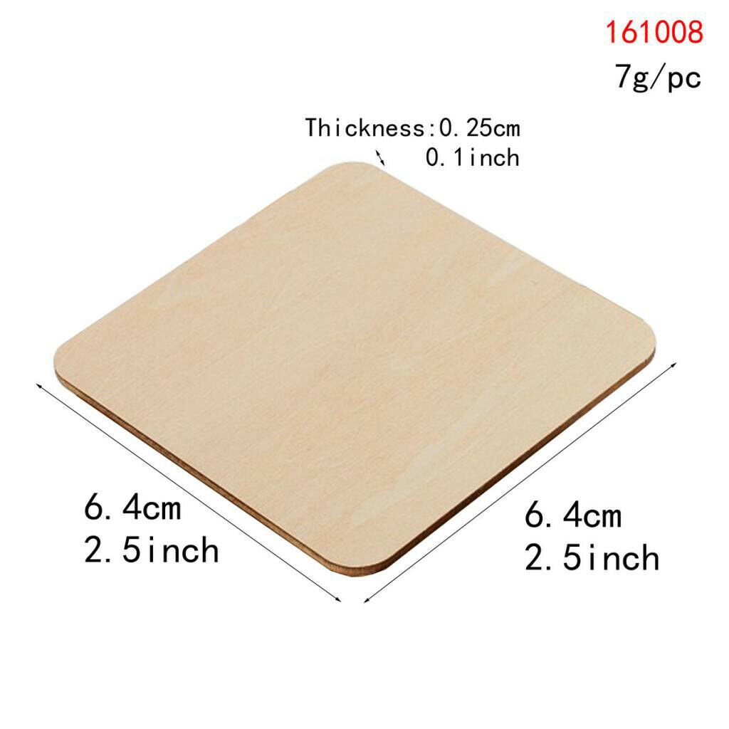 10 Pcs/Set Unfinished Wood Slices Square Wooden Craft Blank DIY Projects