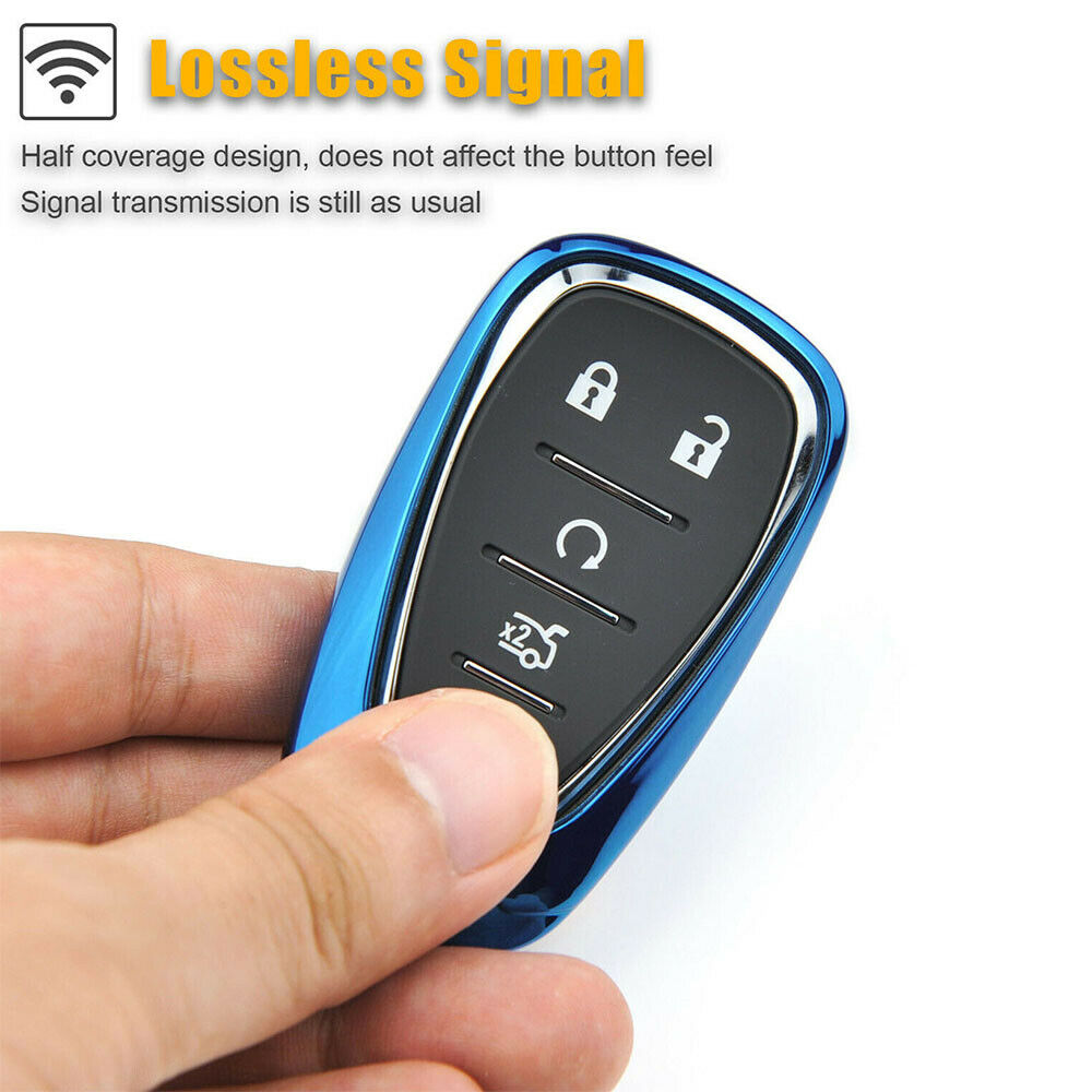 Blue TPU Car Remote Key Case Cover For Chevrolet Cruze/Malibu/Camaro/Blazer/Trax