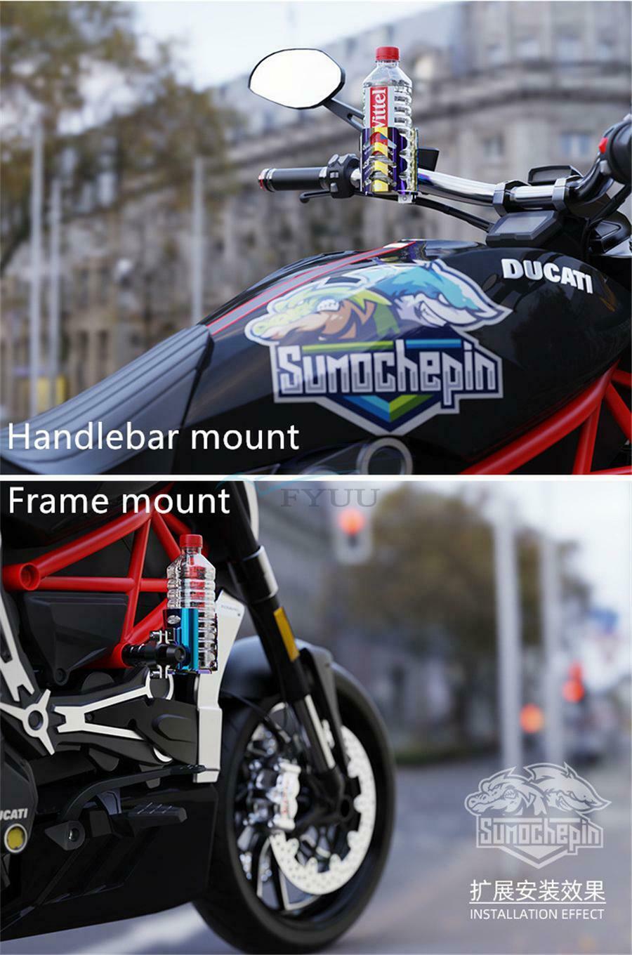 1× Stainless Steel Motorcycle Cup Holder With Handlebar&Clamp For 67-85MM Bottle