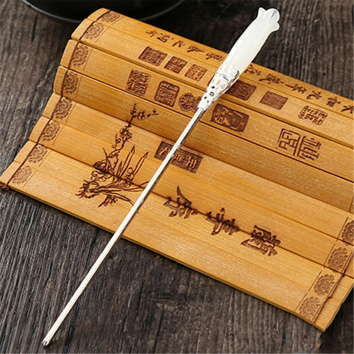 Chinese Style White Jade Retro Hair Stick Hairpin Chignon Pin Hair Accessories