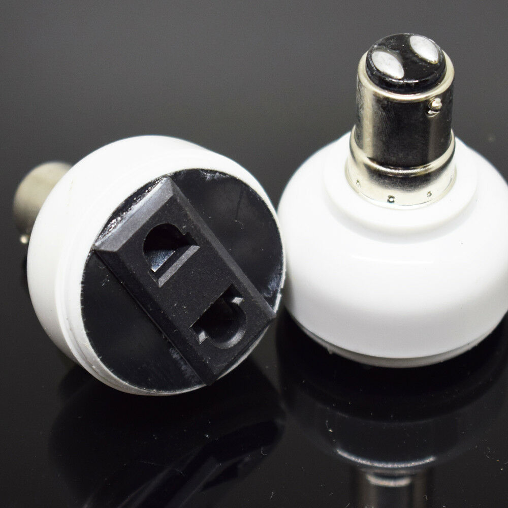 10x BA15D Male to US EU 2 Prong Holes Female Socket Bulb Lamp Adapter Converter