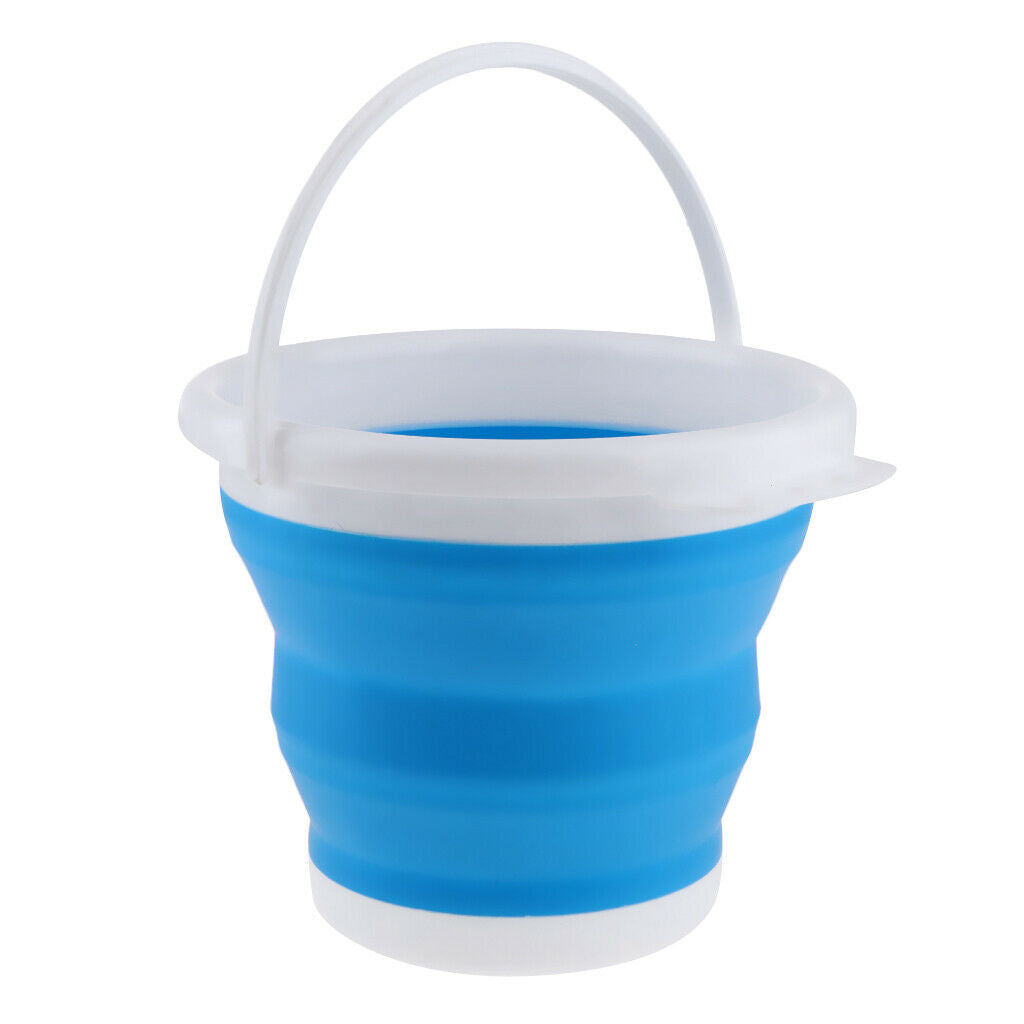 Camping Folding Collapsible Silicone Bucket Outdoor Barrel S Round Blue