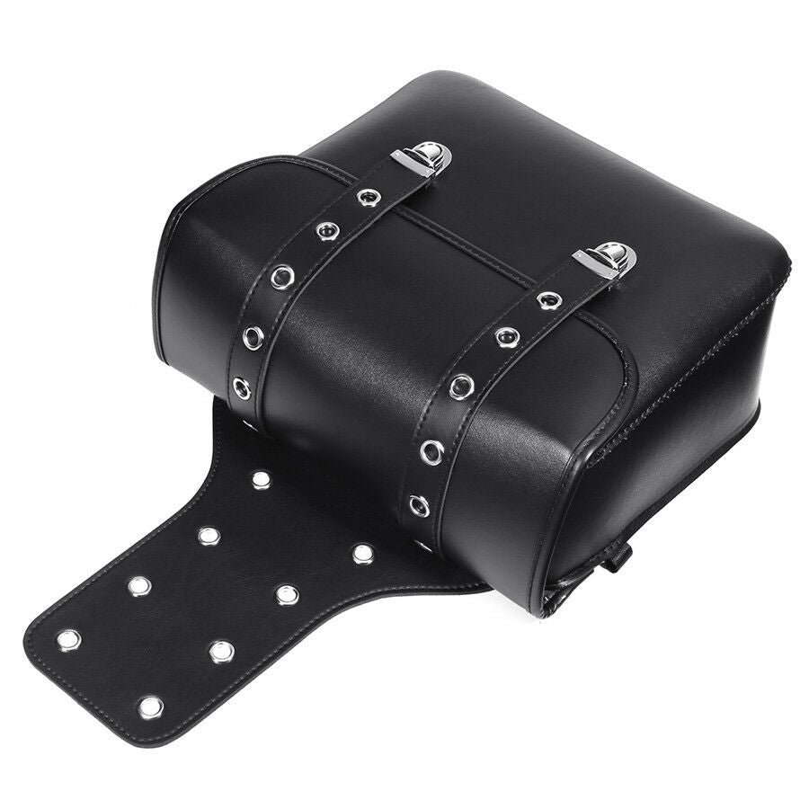 2 Pc PU Leather Black Weatherproof Motorbike Saddle Bag Hard Appearance Modeling
