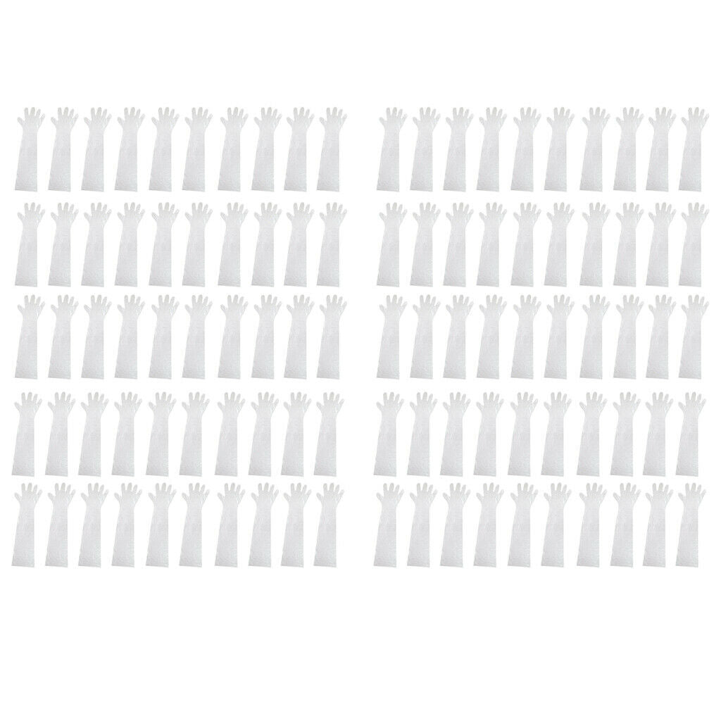 Transparent Long Arm Length Disposable Pond Aquarium Veterinary Gloves x100