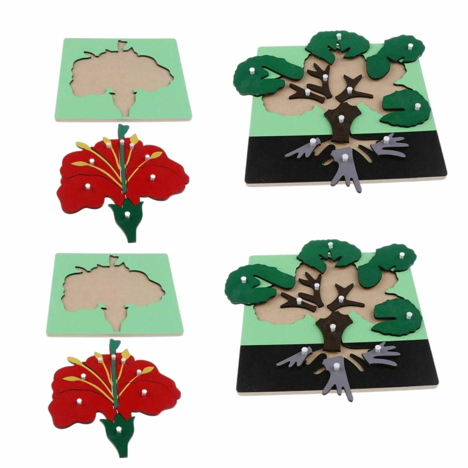 Puzzle Jigsaw Tree Plant Educational Panel Developmental Color Learning