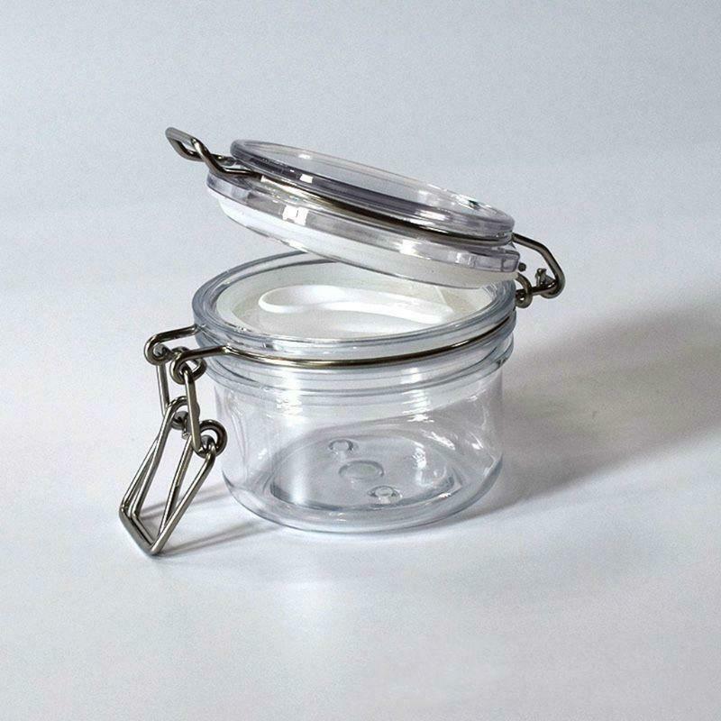 120ML Plastic Round Clip Top Storage Jar With Airtight Seal Lid Kitchen Food