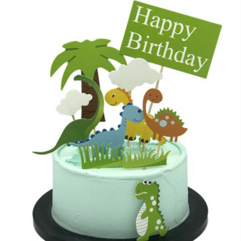 Dinosaur Cake Decorating Cake Topper Green Grass Decoration  Cartoon Anim.l8