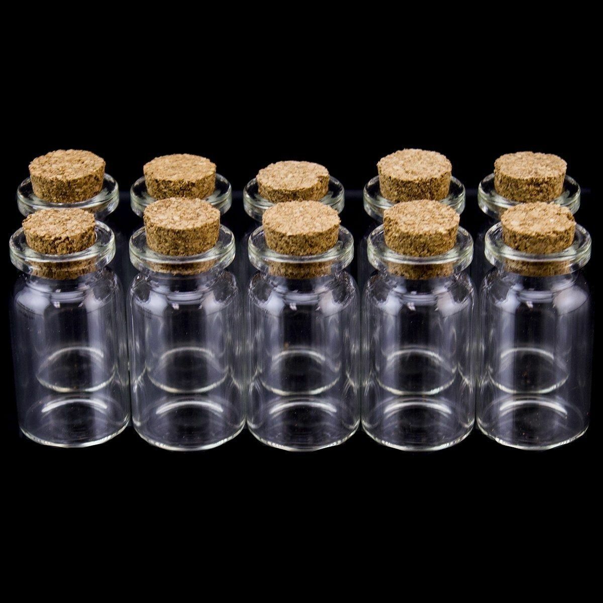 10pcs DIY Mini Clear Glass Bottle Vials Cork Necklace Bottles Pendant  0.5ml