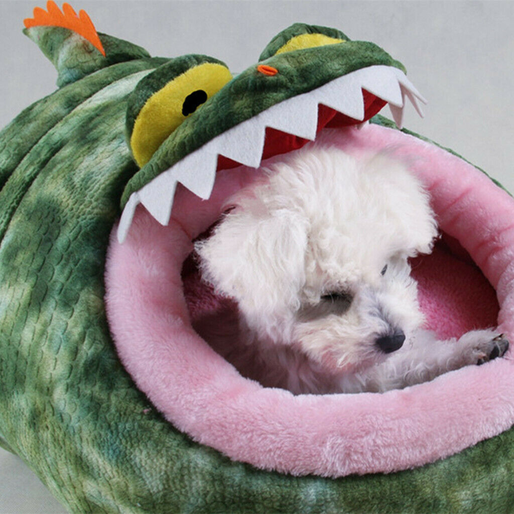 Soft Pet Kennel Cute Crocodile Warm Bed House Small Dog Cat Puppy House M