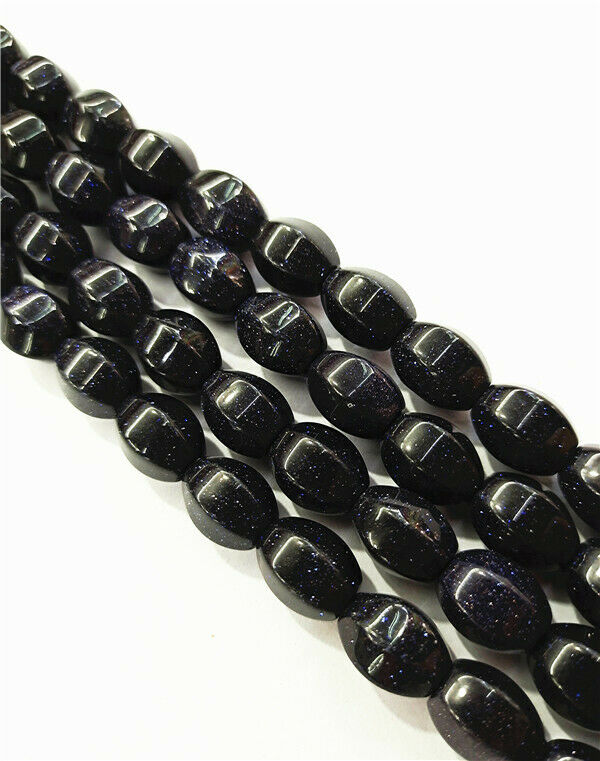 1 Strand 14x10mm Blue Sand Stone Faceted Olive Spacer Loose Beads 15.5" HH7902