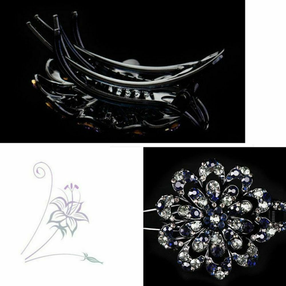 Women Girls Hairpins Crystal Flower Rhinestone Hair Clip Dovetail Duckbill Pins