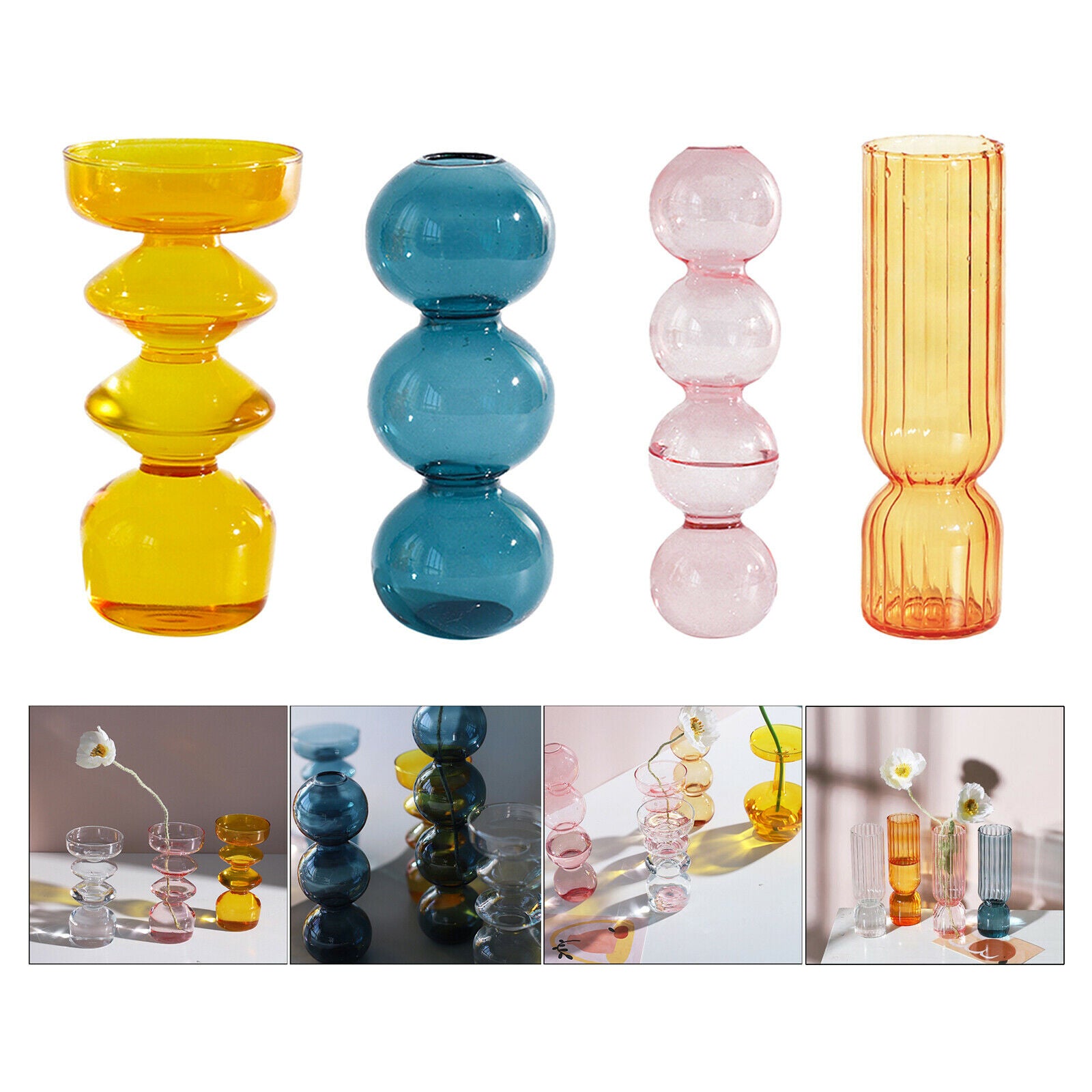 4Pack Nordic Style Glass Flower Vase Tabletop Holder Container Home Decor
