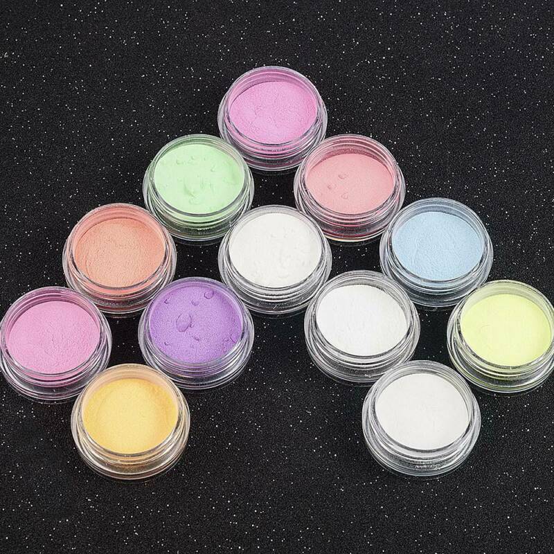 12 Colors Acrylic Luminous Fluorescent Powder Glow In the Dark Nail Art Pigment~