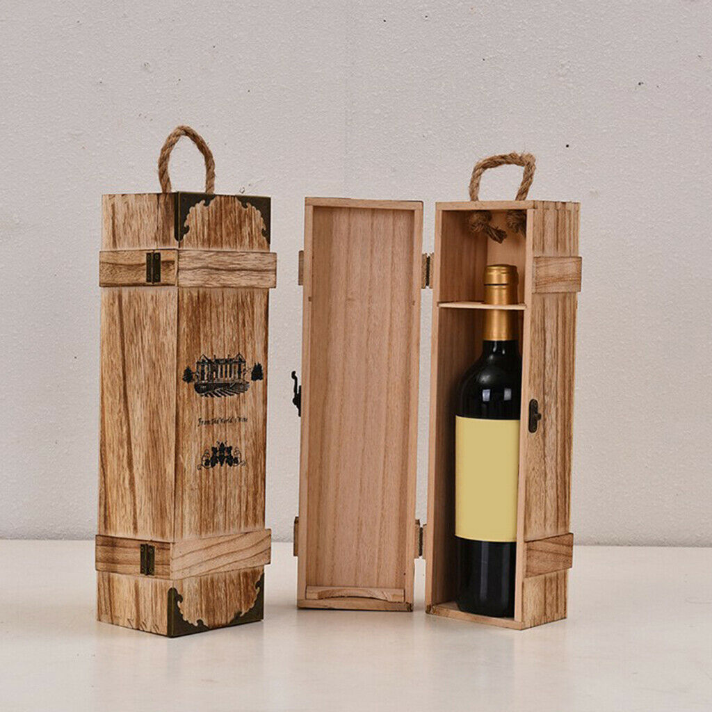 2Pcs Personality Wood Single Wine Box Carrier Best Gift Packaging Case