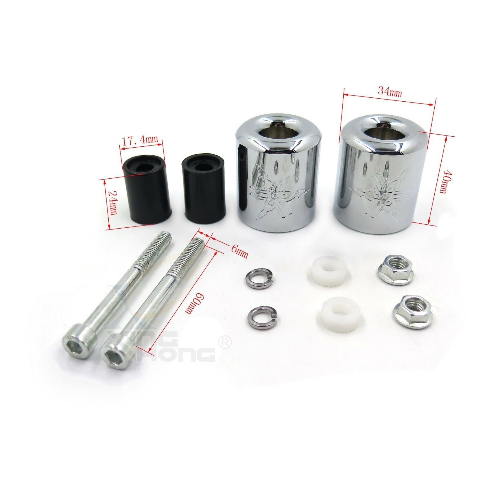 Chromed Bar End Handlebar Slider Rubber For Yamaha YZF R1 YZF-R1 1998-2012