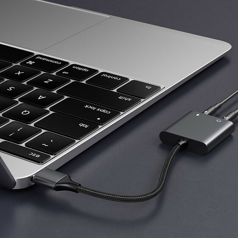 No Noise USB Audio Adapter Microphone Input External Sound Card For Laptop HN US