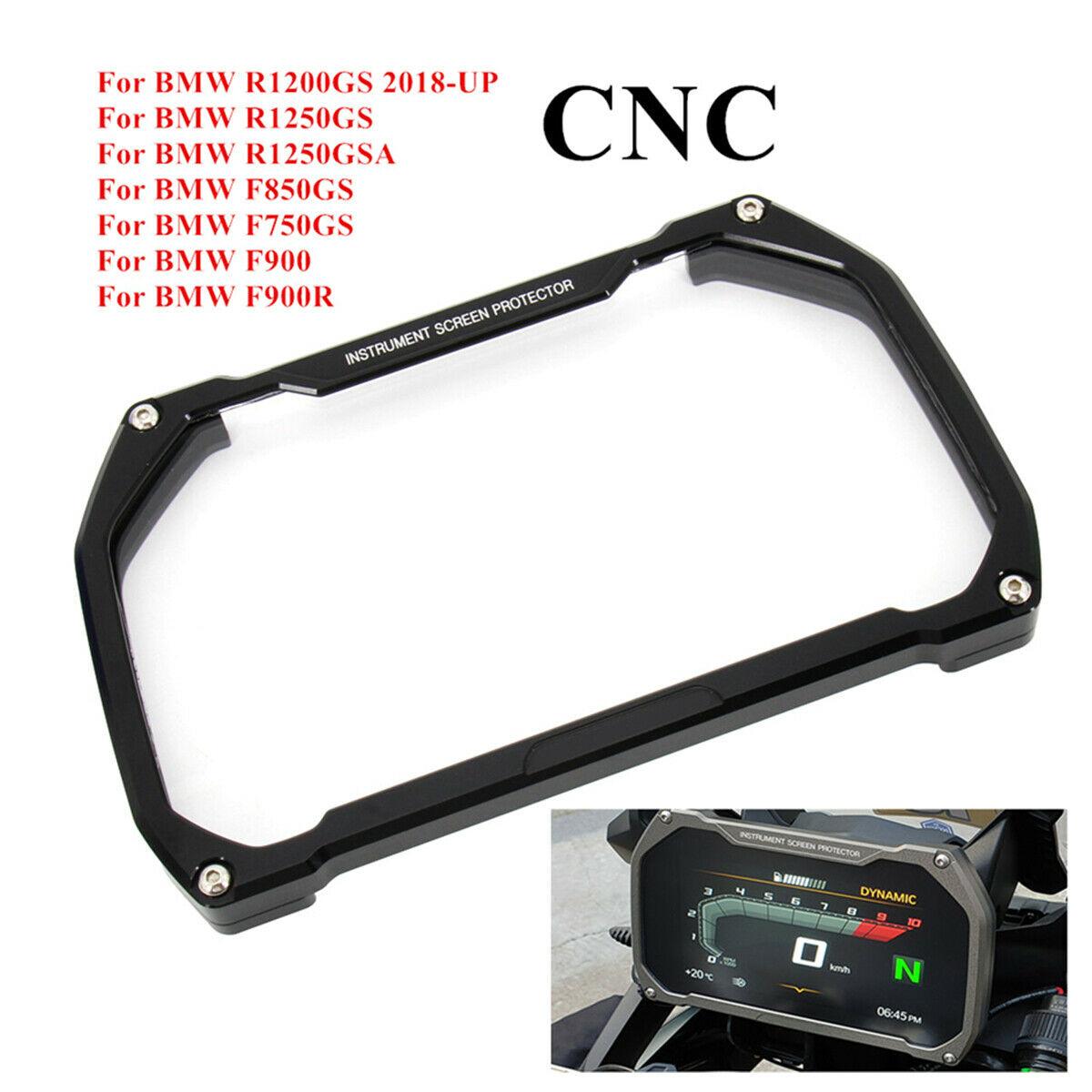 Motorcycle Odometer CNC Aluminum Frame Screen Protector Black For BMW Series