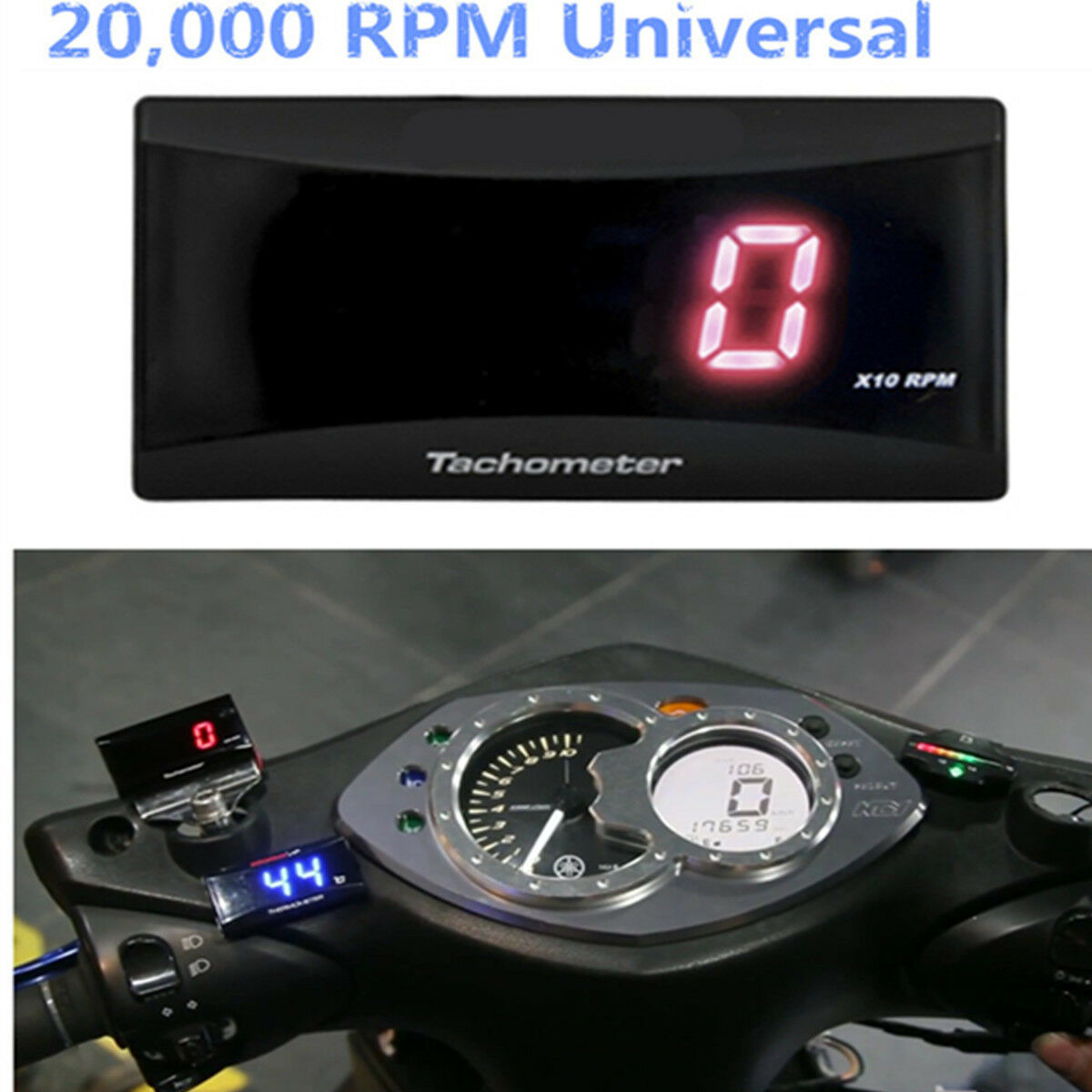 Mini RPM Meter Digital Square LCDDisplay Engine Tach Hour Meter Tachometer Gauge