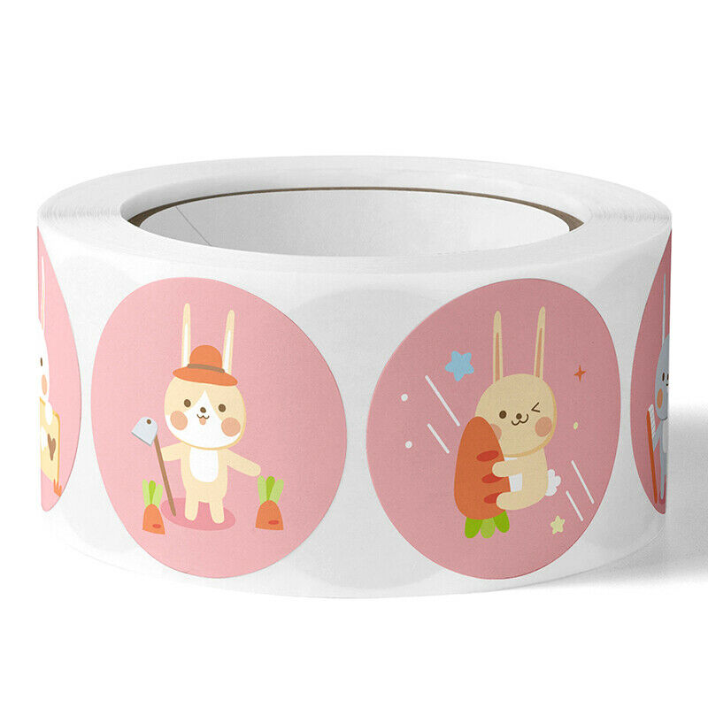 500pcs/roll Rabbit Thank you Stickers Gift Decor Seal labels Kids Reward .l8