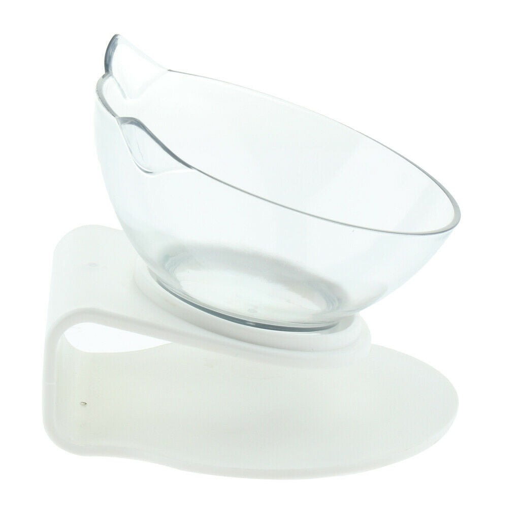 2x Round Plastic Cat Puppy Elevated Food Bowls Raised Food Feeder W/ Stand