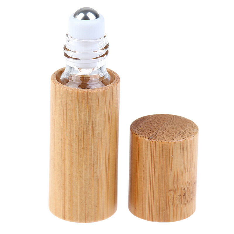 5ML Bamboo Wood Bottle Perfume Empty Oil Bottle Stainless Roll On Ball PerfuBDD