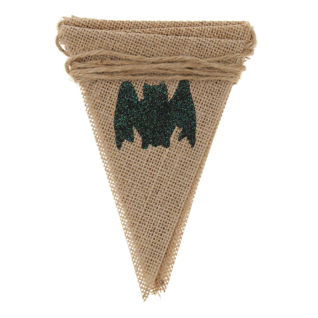 Halloween Bat Hessian Pennant Flag Banner Hanging Garland Decor Photo Prop
