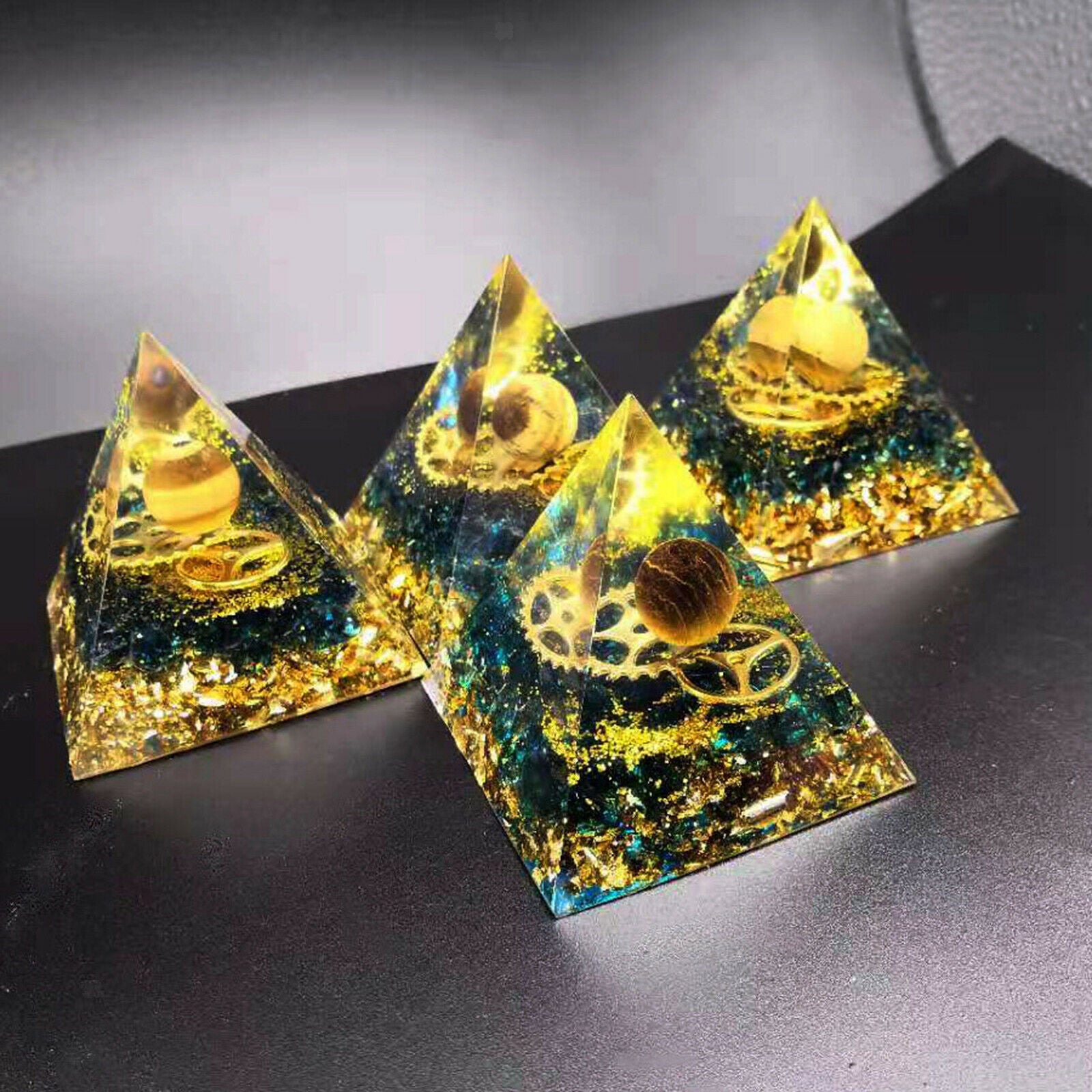 Sphere Orgone Pyramid Kit EMF Protection Yoga Energy Generator Natural Stone