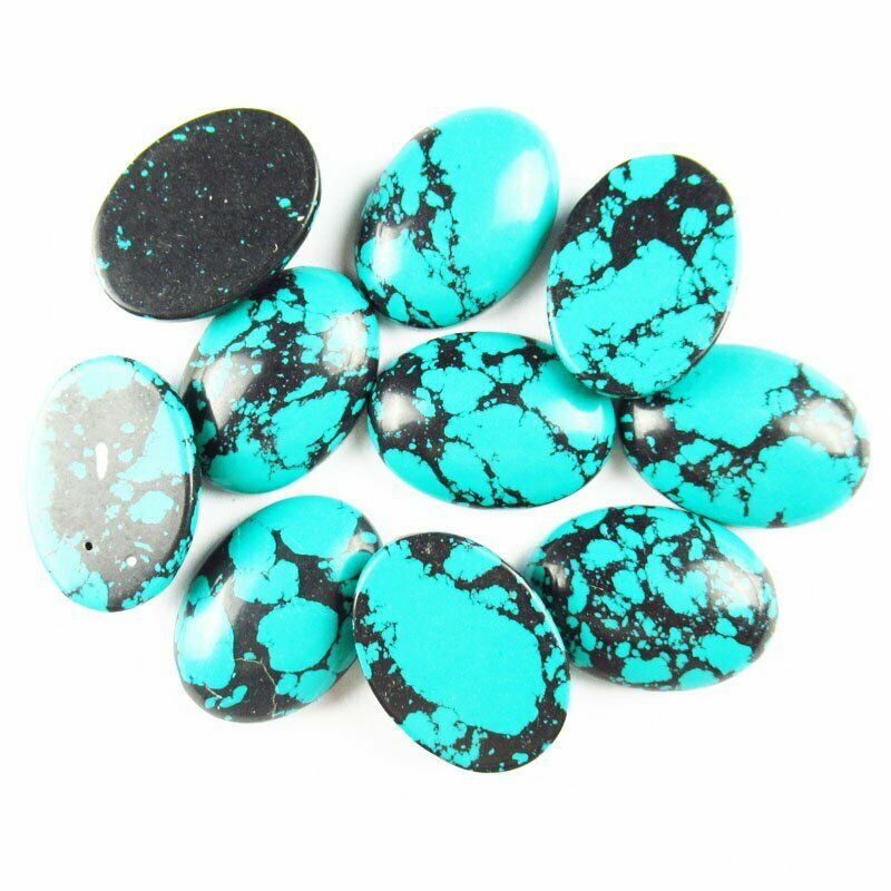 8pcs 25x18x6mm Blue Black Turquoise 31g Oval Cab Cabochon A-265JM