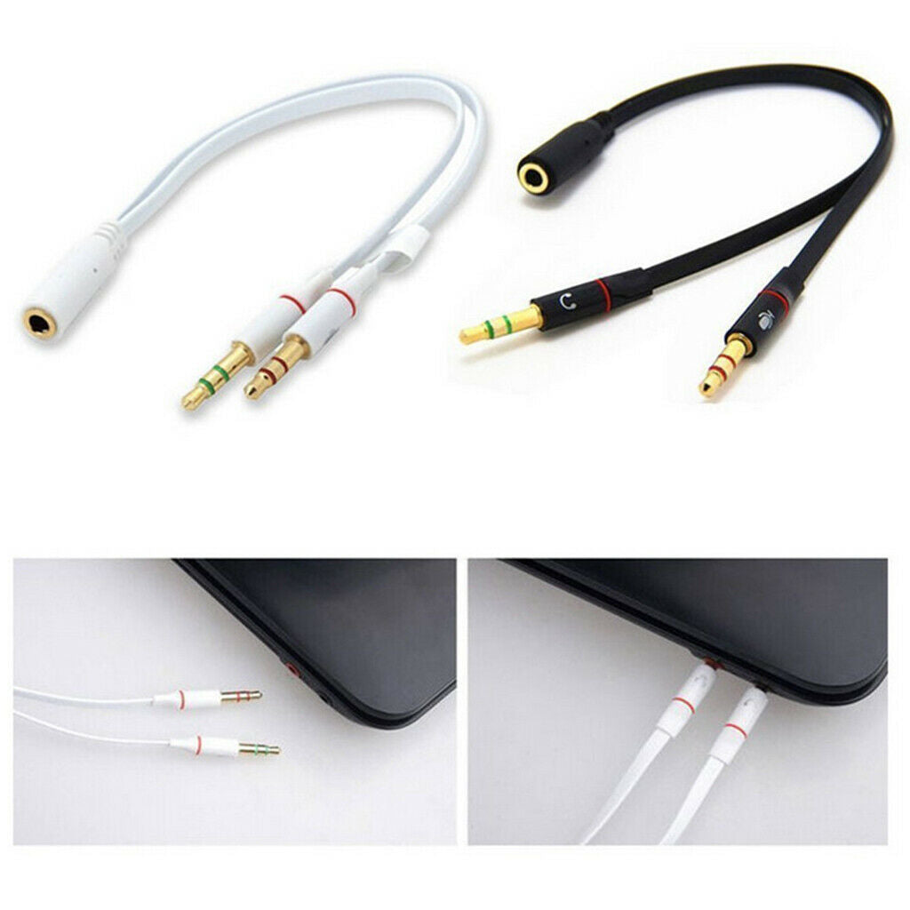 3.5mm stereo male to 2x female audio Y-splitter extension cable -White