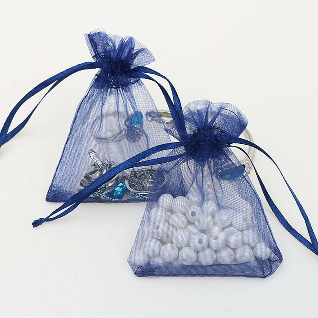 100pcs Organza Gift Jewellery Bags Pouches Wedding Favours Navy Blue