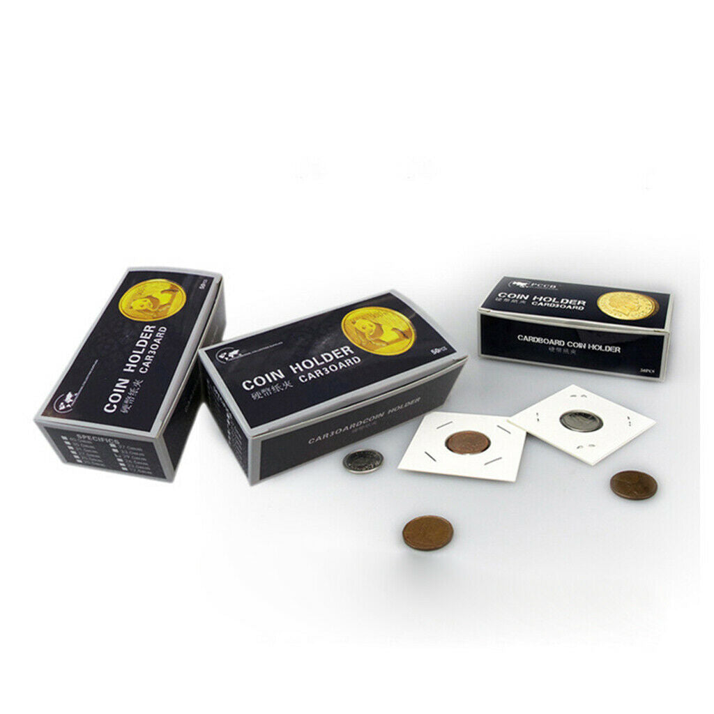 50 Pieces Thick Cardboard Coin Collecting Holder Card Assorment - 25mm