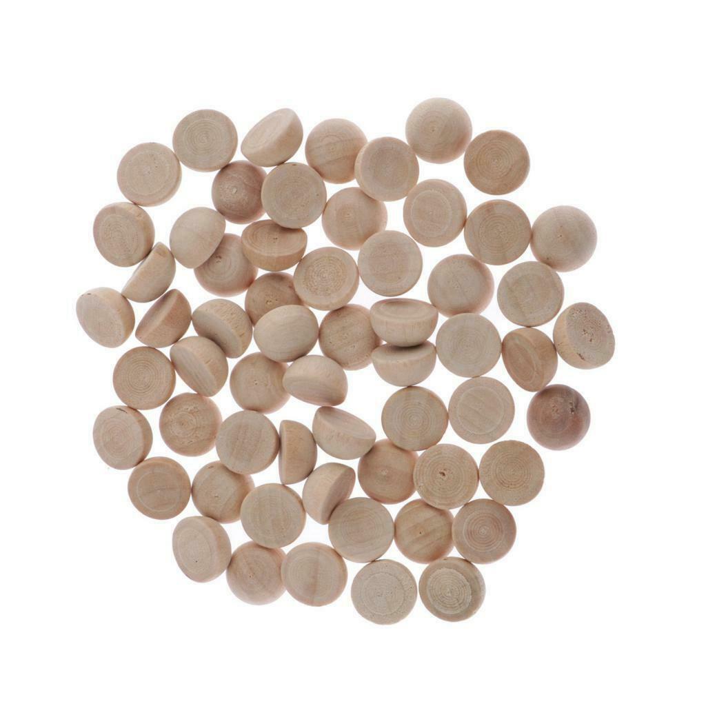 50pcs Wood Half Split Balls Hemisphere Half Craft Ball Kids DIY Projects 1cm