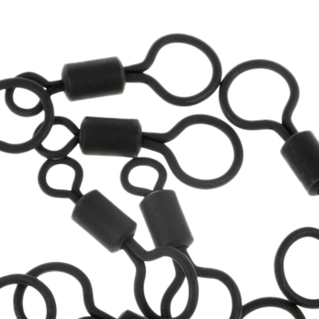 25pcs Matte Black Size 4 Anti Glare Carp Fishing Big Eye Long Body Swivels
