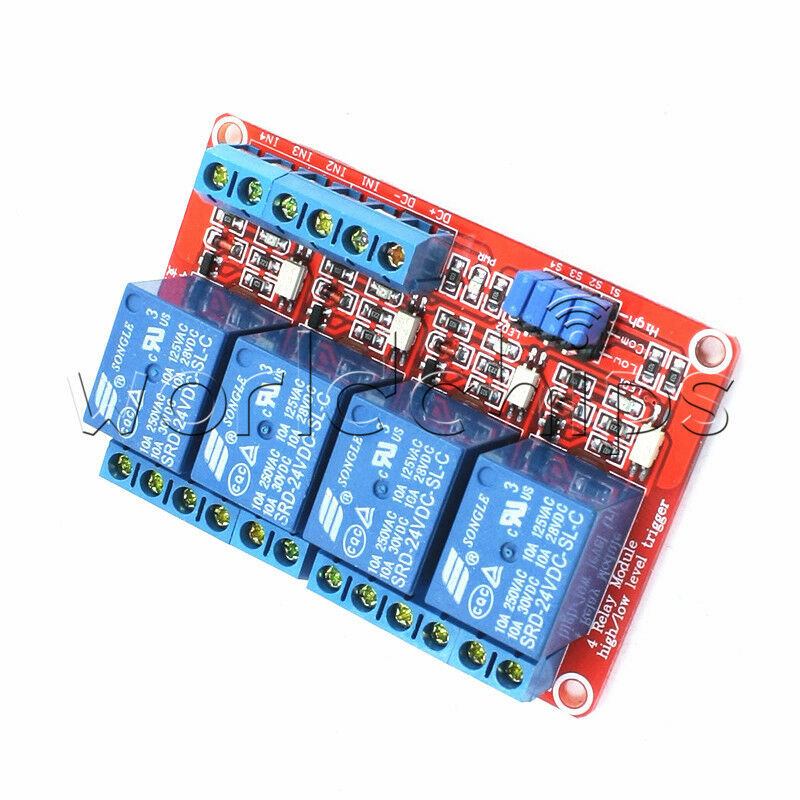 24V 4-Channel Relay Module with Optocoupler H/L Level Triger for Arduino
