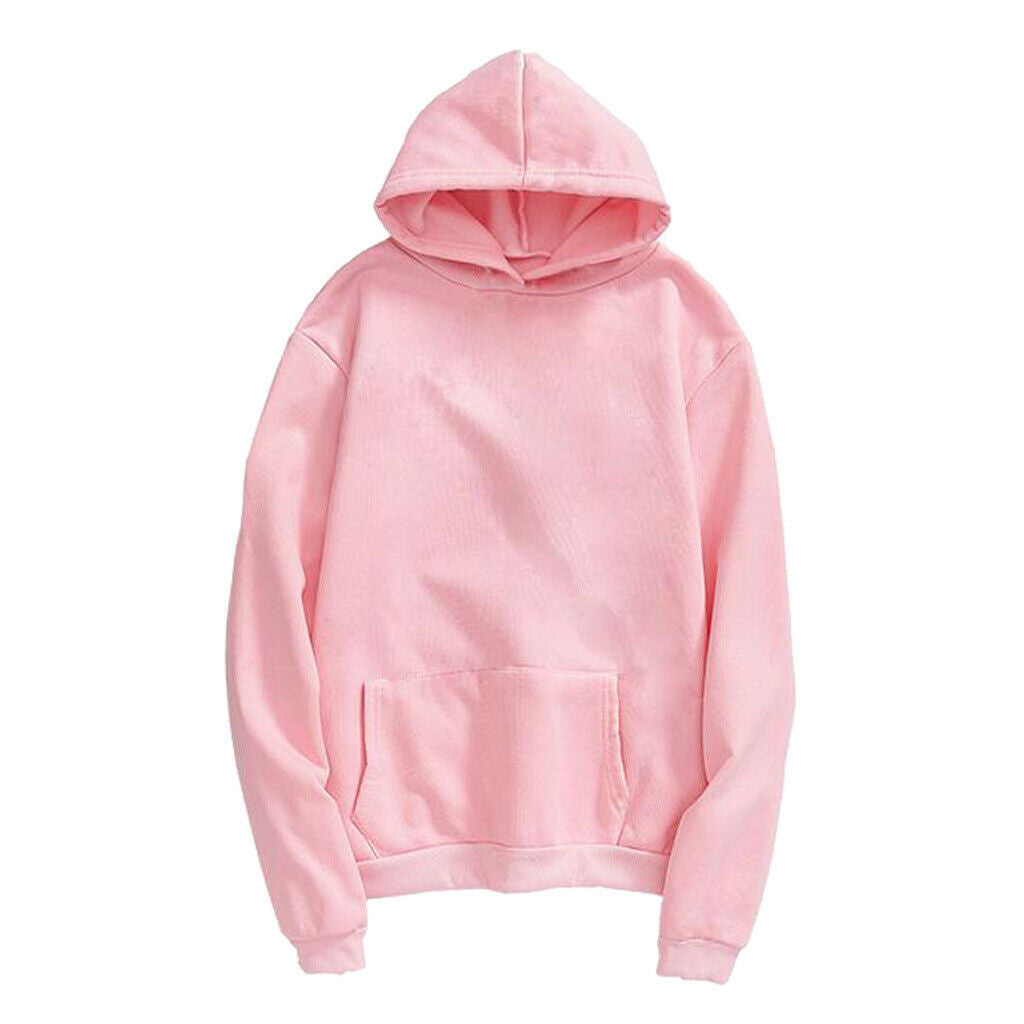 Women Mens Hooded Fleece Sweatshirt Casual Basic Pullover Sweatshirt M