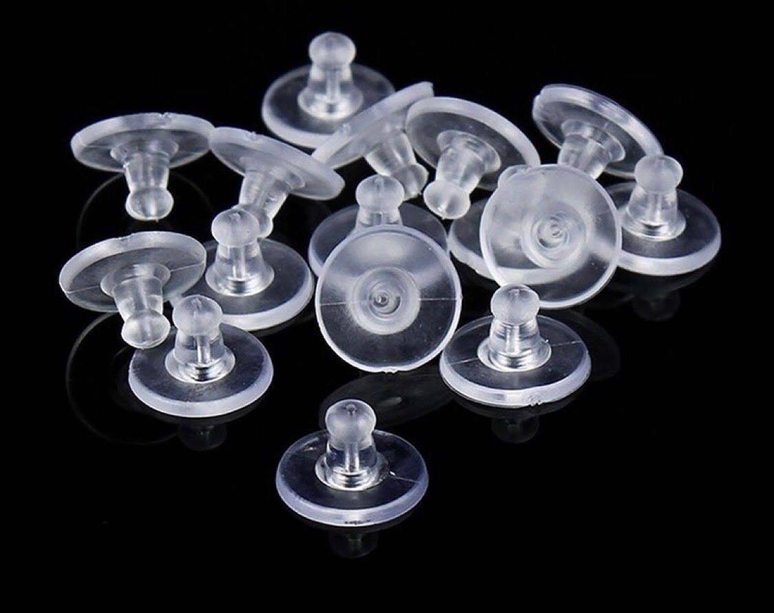 100PCS/Set Clear Stud Ear Plugging Round Blocked Earring Backs Soft Stoppers