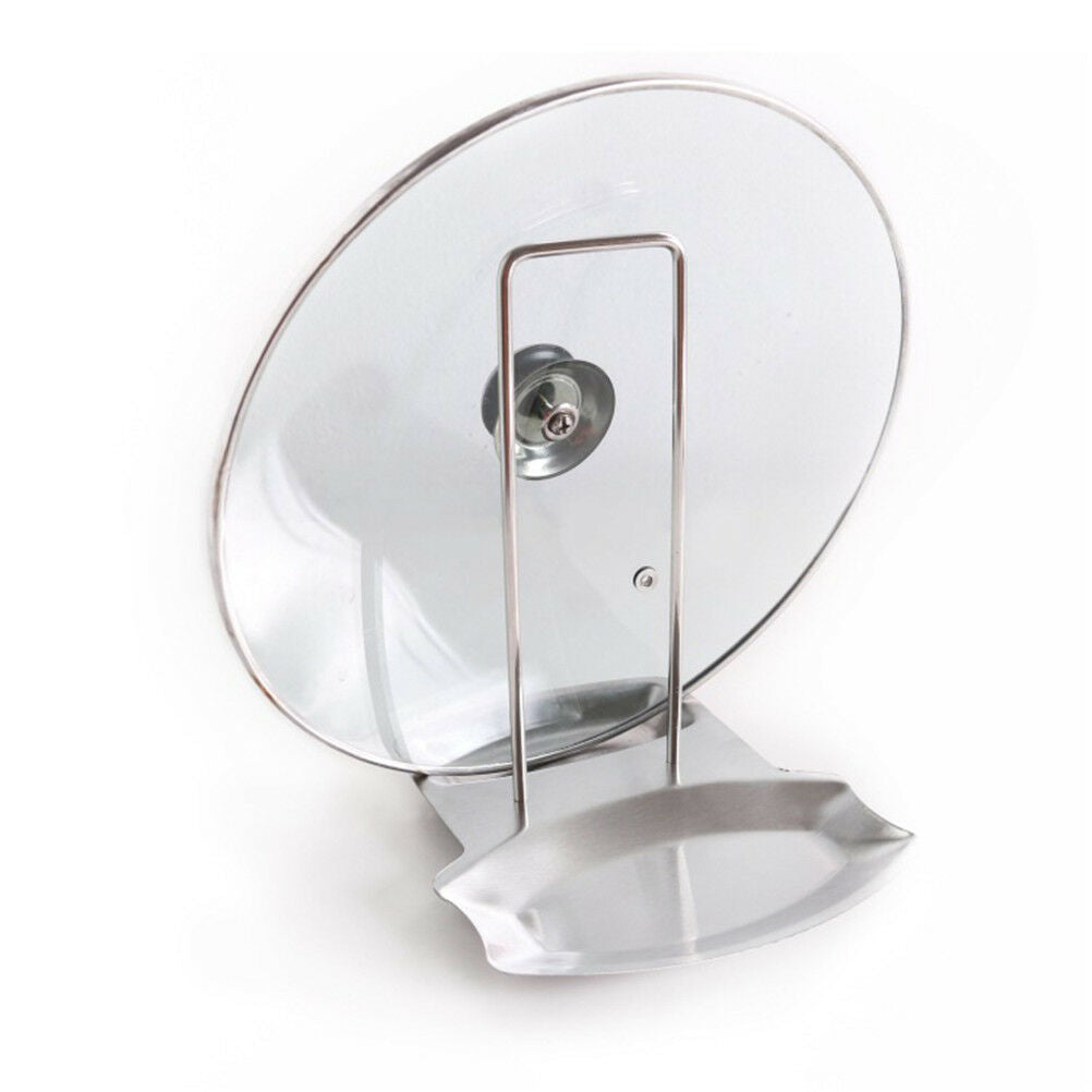 Stainless Steel Pan Pot Rack Cover Lid Rest Stand Spoon Holder Kitchen tool BDA