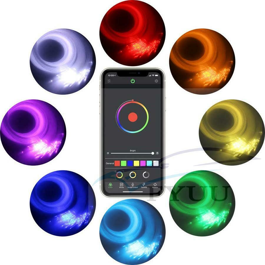 200X Fiber Optic Car Roof Star Lights 6W RGB LED RF Remote Control BT Control
