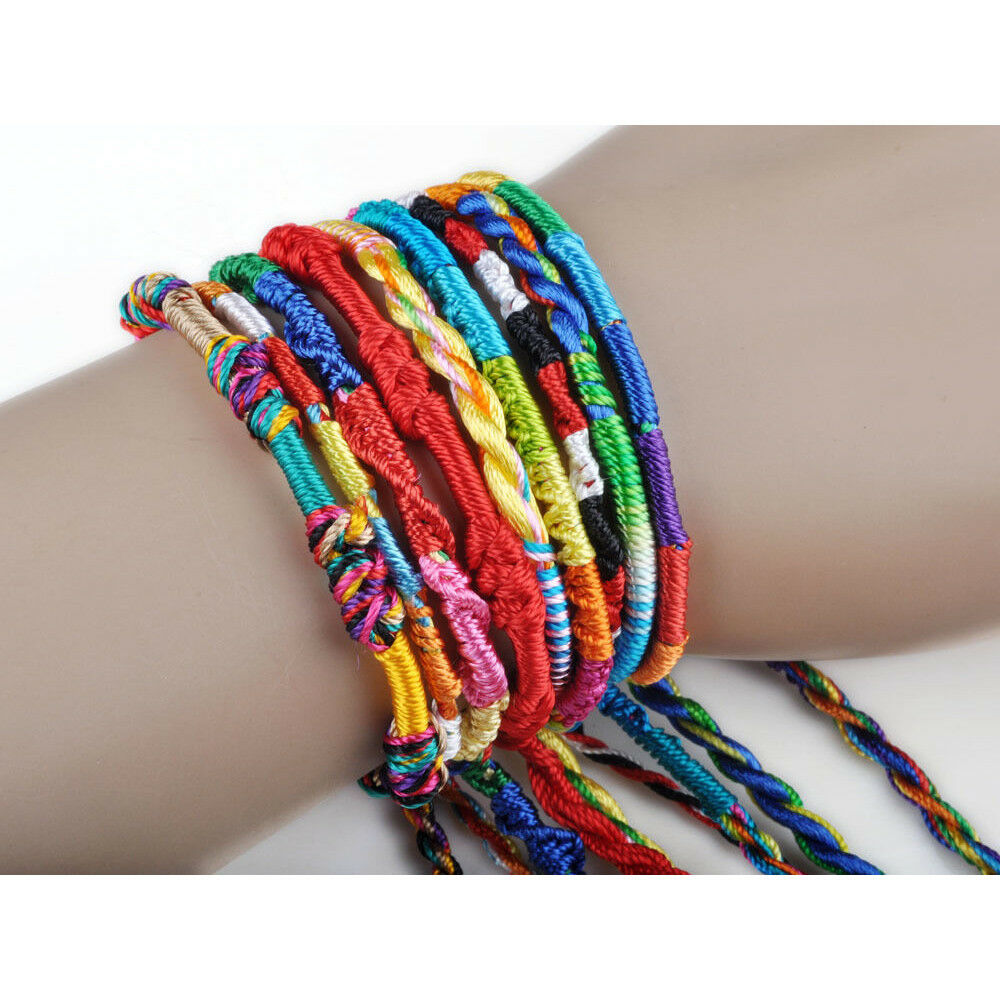 10Pcs Lots String Colorful Lucky Friendship Braid Strand Handmade Bracelets
